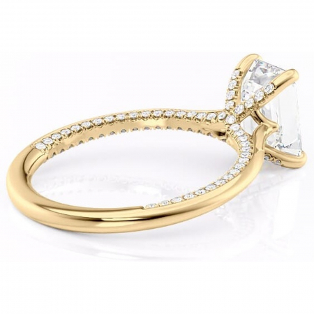 Inel de logodnă Mila din aur Galben 14kt cu moissanite tăietură smarald – Solitar rafinată pentru profil înalt | Personalizează și configurează gratuit online [2]