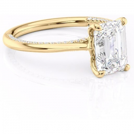 14K - Inel de logodnă Mila din aur Galben 14kt cu moissanite tăietură smarald – Solitar rafinată pentru profil înalt | Personalizează și configurează gratuit online