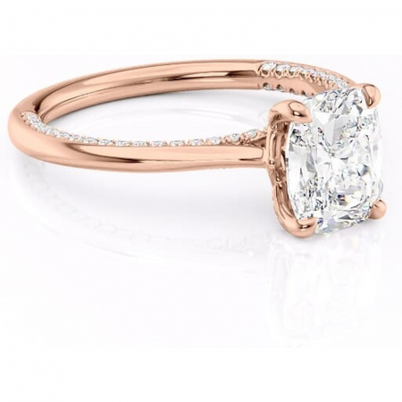 14K - Inel de logodnă Mila din aur Rose 14kt cu moissanite tăietură asscher – Solitar rafinată pentru profil înalt | Personalizează și configurează gratuit online