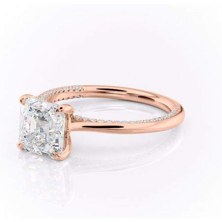 Inel de logodnă Mila din aur Rose 14kt cu moissanite tăietură asscher – Solitar rafinată pentru profil înalt | Personalizează și configurează gratuit online [6]