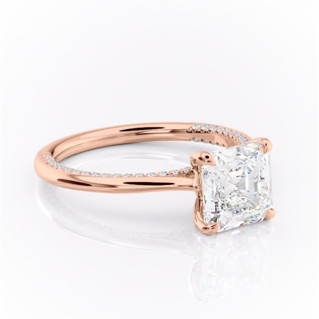 Asscher - Inel de logodnă Mila din aur Rose 18kt cu moissanite tăietură asscher – Solitar rafinată pentru profil înalt | Personalizează și configurează gratuit online