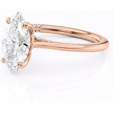 Inel de logodnă Mila din aur Rose 18kt cu moissanite tăietură marquise – Solitar rafinată pentru profil înalt | Personalizează și configurează gratuit online [6]