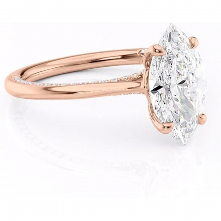 Aur roz - Inel de logodnă Mila din aur Rose 18kt cu moissanite tăietură marquise – Solitar rafinată pentru profil înalt | Personalizează și configurează gratuit online