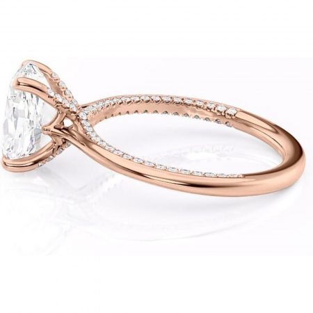 Inel de logodnă Mila din aur Rose 14kt cu moissanite tăietură ovală – Solitar rafinată pentru profil înalt | Personalizează și configurează gratuit online [5]