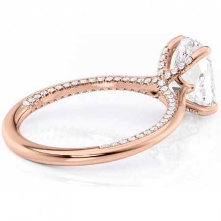 Inel de logodnă Mila din aur Rose 14kt cu moissanite tăietură ovală – Solitar rafinată pentru profil înalt | Personalizează și configurează gratuit online [2]