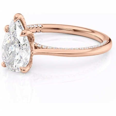 Inel de logodnă Mila din aur Rose 14kt cu moissanite tăietură pară – Solitar rafinată pentru profil înalt | Personalizează și configurează gratuit online [6]