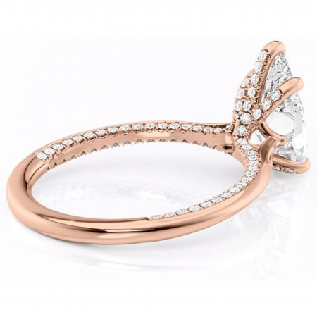 Inel de logodnă Mila din aur Rose 14kt cu moissanite tăietură pară – Solitar rafinată pentru profil înalt | Personalizează și configurează gratuit online [2]
