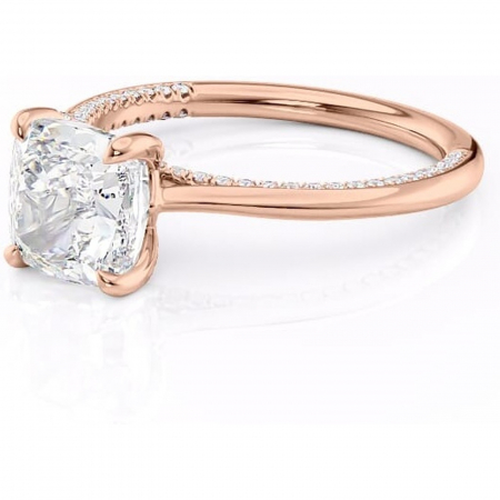 Inel de logodnă Mila din aur Rose 14kt cu moissanite tăietură pernă – Solitar rafinată pentru profil înalt | Personalizează și configurează gratuit online [6]