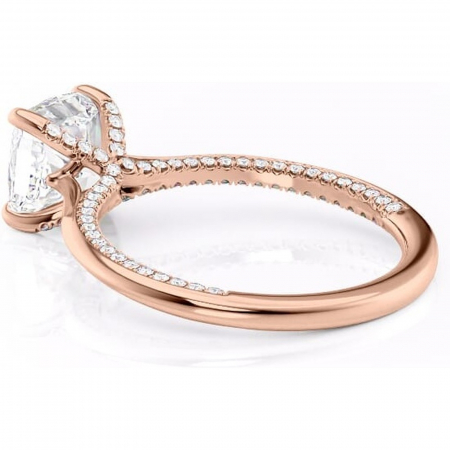Inel de logodnă Mila din aur Rose 14kt cu moissanite tăietură pernă – Solitar rafinată pentru profil înalt | Personalizează și configurează gratuit online [4]