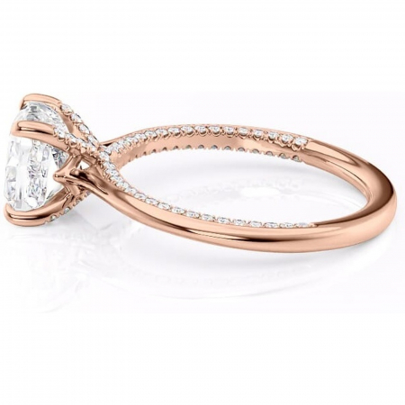 Inel de logodnă Mila din aur Rose 14kt cu moissanite tăietură pernă – Solitar rafinată pentru profil înalt | Personalizează și configurează gratuit online [5]