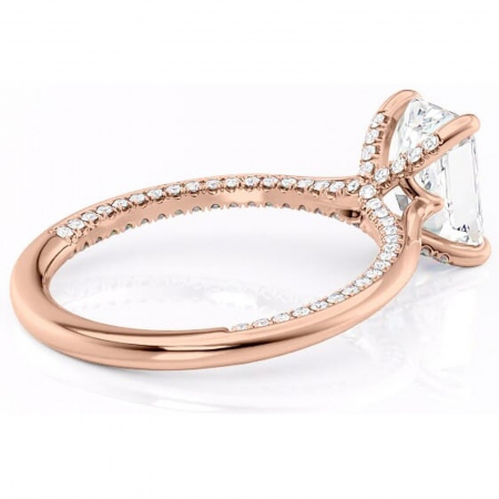 Inel de logodnă Mila din aur Rose 18kt cu moissanite tăietură radiantă – Solitar rafinată pentru profil înalt | Personalizează și configurează gratuit online [2]