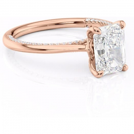 18K - Inel de logodnă Mila din aur Rose 18kt cu moissanite tăietură radiantă – Solitar rafinată pentru profil înalt | Personalizează și configurează gratuit online