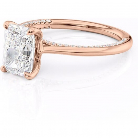 Inel de logodnă Mila din aur Rose 18kt cu moissanite tăietură radiantă – Solitar rafinată pentru profil înalt | Personalizează și configurează gratuit online [6]
