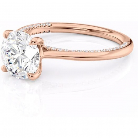 Inel de logodnă Mila din aur Rose 14kt cu moissanite tăietură rotundă – Solitar rafinată pentru profil înalt | Personalizează și configurează gratuit online [6]