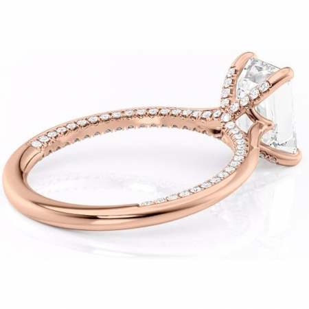 Inel de logodnă Mila din aur Rose 18kt cu moissanite tăietură smarald – Solitar rafinată pentru profil înalt | Personalizează și configurează gratuit online [2]