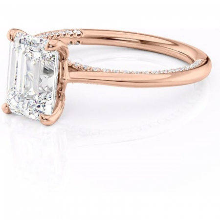 Inel de logodnă Mila din aur Rose 18kt cu moissanite tăietură smarald – Solitar rafinată pentru profil înalt | Personalizează și configurează gratuit online [6]