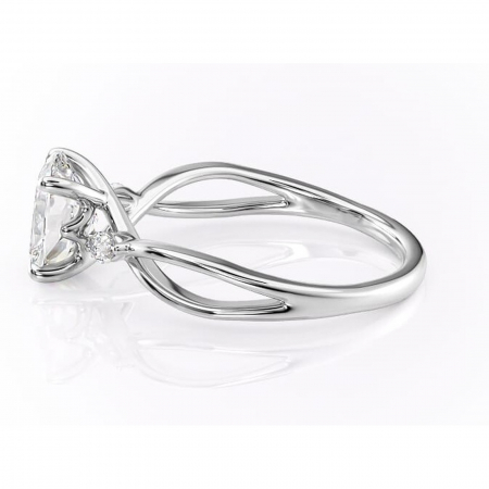 Inel de logodnă Mirabel din aur Alb 14kt cu moissanite tăietură pernă – Pietre laterale rafinată pentru profil mediu | Personalizează și configurează gratuit online [5]