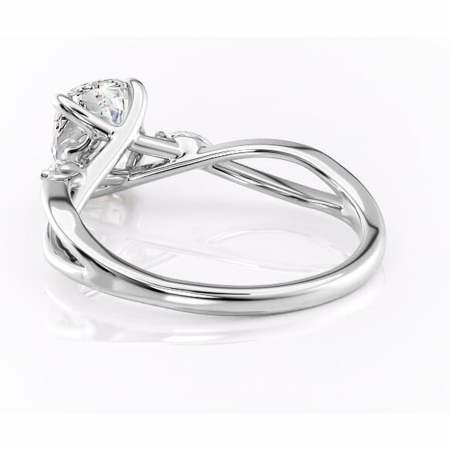 Inel de logodnă Mirabel din aur Alb 14kt cu moissanite tăietură pernă – Pietre laterale rafinată pentru profil mediu | Personalizează și configurează gratuit online [3]