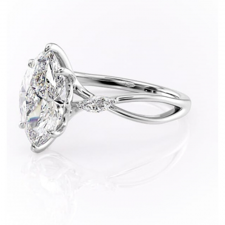 Inel de logodnă Mirabel din aur Alb 14kt cu moissanite tăietură marquise – Pietre laterale rafinată pentru profil mediu | Personalizează și configurează gratuit online [6]