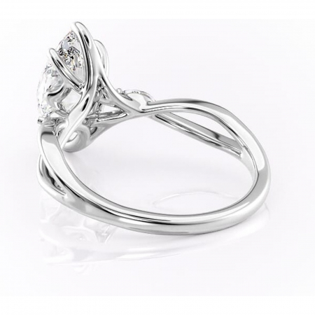 Inel de logodnă Mirabel din aur Alb 14kt cu moissanite tăietură marquise – Pietre laterale rafinată pentru profil mediu | Personalizează și configurează gratuit online [3]