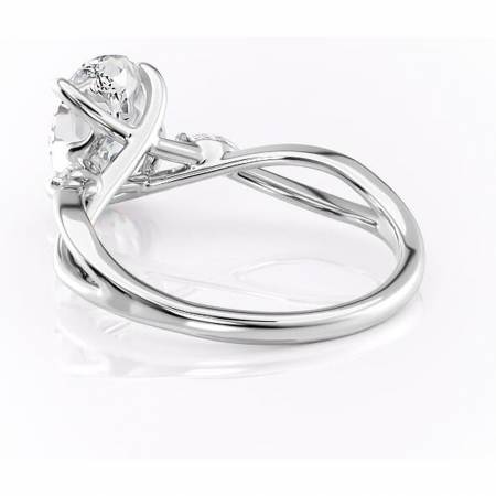 Inel de logodnă Mirabel din aur Alb 18kt cu moissanite tăietură ovală – Pietre laterale rafinată pentru profil mediu | Personalizează și configurează gratuit online [3]