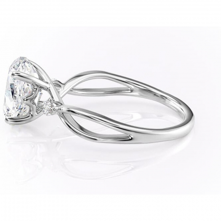 Inel de logodnă Mirabel din aur Alb 18kt cu moissanite tăietură ovală – Pietre laterale rafinată pentru profil mediu | Personalizează și configurează gratuit online [5]