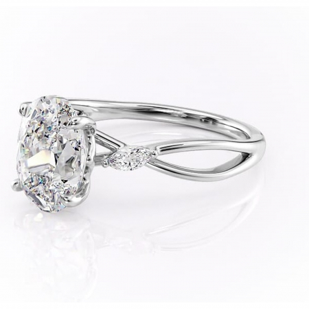 Inel de logodnă Mirabel din aur Alb 18kt cu moissanite tăietură ovală – Pietre laterale rafinată pentru profil mediu | Personalizează și configurează gratuit online [6]