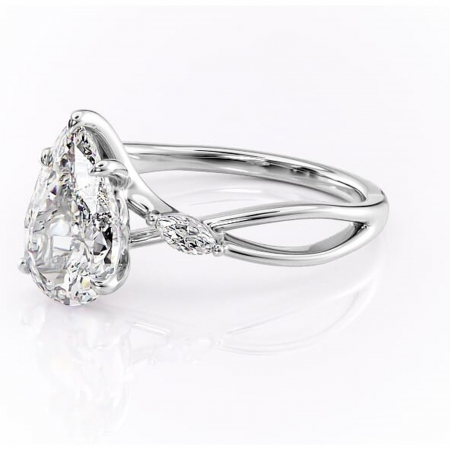 Inel de logodnă Mirabel din aur Alb 14kt cu moissanite tăietură pară – Pietre laterale rafinată pentru profil mediu | Personalizează și configurează gratuit online [6]