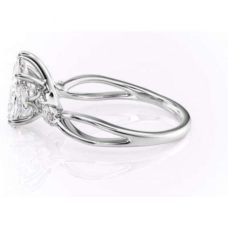 Inel de logodnă Mirabel din aur Alb 14kt cu moissanite tăietură pară – Pietre laterale rafinată pentru profil mediu | Personalizează și configurează gratuit online [5]