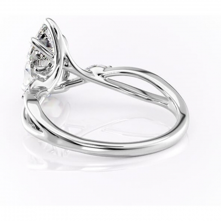 Inel de logodnă Mirabel din aur Alb 14kt cu moissanite tăietură pară – Pietre laterale rafinată pentru profil mediu | Personalizează și configurează gratuit online [3]