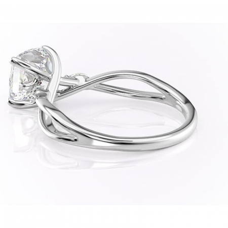 Inel de logodnă Mirabel din aur Alb 18kt cu moissanite tăietură pernă – Pietre laterale rafinată pentru profil mediu | Personalizează și configurează gratuit online [4]