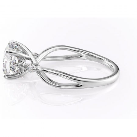 Inel de logodnă Mirabel din aur Alb 18kt cu moissanite tăietură pernă – Pietre laterale rafinată pentru profil mediu | Personalizează și configurează gratuit online [5]