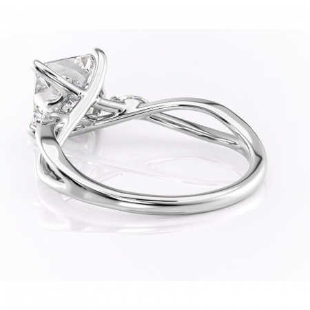 Inel de logodnă Mirabel din aur Alb 14kt cu moissanite tăietură princess – Pietre laterale rafinată pentru profil mediu | Personalizează și configurează gratuit online [3]