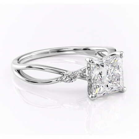 Princess - Inel de logodnă Mirabel din aur Alb 14kt cu moissanite tăietură princess – Pietre laterale rafinată pentru profil mediu | Personalizează și configurează gratuit online