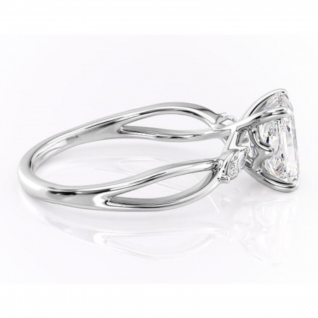 Inel de logodnă Mirabel din aur Alb 14kt cu moissanite tăietură radiantă – Pietre laterale rafinată pentru profil mediu | Personalizează și configurează gratuit online [1]