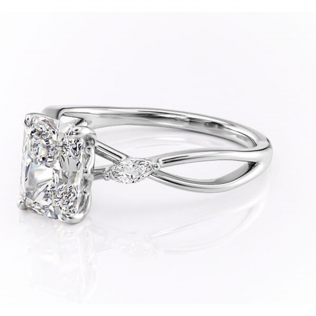 Inel de logodnă Mirabel din aur Alb 14kt cu moissanite tăietură radiantă – Pietre laterale rafinată pentru profil mediu | Personalizează și configurează gratuit online [6]