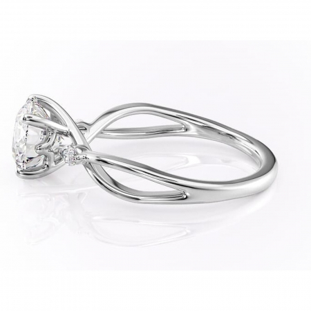 Inel de logodnă Mirabel din aur Alb 14kt cu moissanite tăietură rotundă – Pietre laterale rafinată pentru profil mediu | Personalizează și configurează gratuit online [5]