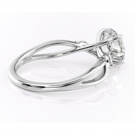 Inel de logodnă Mirabel din aur Alb 14kt cu moissanite tăietură rotundă – Pietre laterale rafinată pentru profil mediu | Personalizează și configurează gratuit online [2]