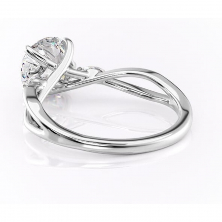 Inel de logodnă Mirabel din aur Alb 14kt cu moissanite tăietură rotundă – Pietre laterale rafinată pentru profil mediu | Personalizează și configurează gratuit online [3]