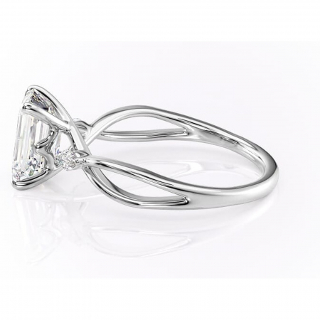 Inel de logodnă Mirabel din aur Alb 14kt cu moissanite tăietură smarald – Pietre laterale rafinată pentru profil mediu | Personalizează și configurează gratuit online [5]