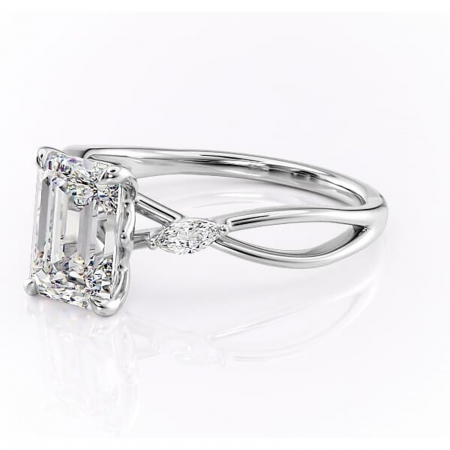 Inel de logodnă Mirabel din aur Alb 14kt cu moissanite tăietură smarald – Pietre laterale rafinată pentru profil mediu | Personalizează și configurează gratuit online [6]