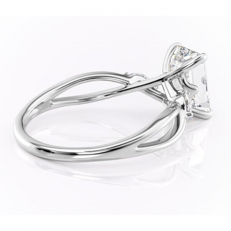 Inel de logodnă Mirabel din aur Alb 14kt cu moissanite tăietură smarald – Pietre laterale rafinată pentru profil mediu | Personalizează și configurează gratuit online [2]