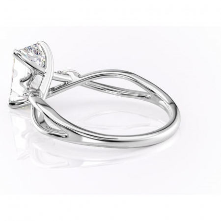 Inel de logodnă Mirabel din aur Alb 14kt cu moissanite tăietură smarald – Pietre laterale rafinată pentru profil mediu | Personalizează și configurează gratuit online [4]