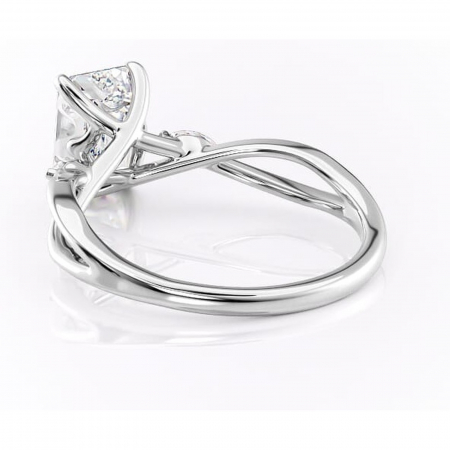 Inel de logodnă Mirabel din aur Alb 14kt cu moissanite tăietură smarald – Pietre laterale rafinată pentru profil mediu | Personalizează și configurează gratuit online [3]