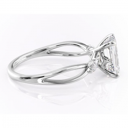 Inel de logodnă Mirabel din aur Alb 14kt cu moissanite tăietură smarald – Pietre laterale rafinată pentru profil mediu | Personalizează și configurează gratuit online [1]