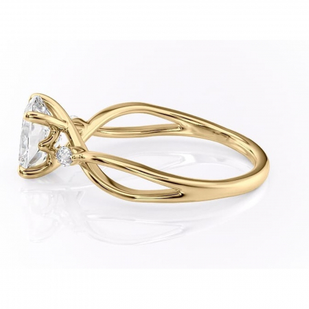 Inel de logodnă Mirabel din aur Galben 14kt cu moissanite tăietură pernă – Pietre laterale rafinată pentru profil mediu | Personalizează și configurează gratuit online [5]