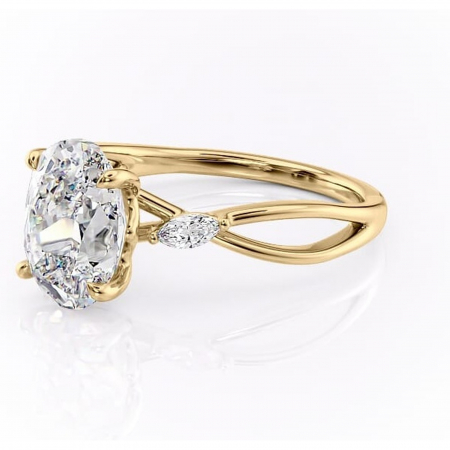 Inel de logodnă Mirabel din aur Galben 18kt cu moissanite tăietură ovală – Pietre laterale rafinată pentru profil mediu | Personalizează și configurează gratuit online [6]