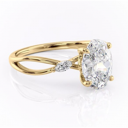 Aur galben - Inel de logodnă Mirabel din aur Galben 18kt cu moissanite tăietură ovală – Pietre laterale rafinată pentru profil mediu | Personalizează și configurează gratuit online