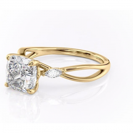 Inel de logodnă Mirabel din aur Galben 18kt cu moissanite tăietură pernă – Pietre laterale rafinată pentru profil mediu | Personalizează și configurează gratuit online [6]
