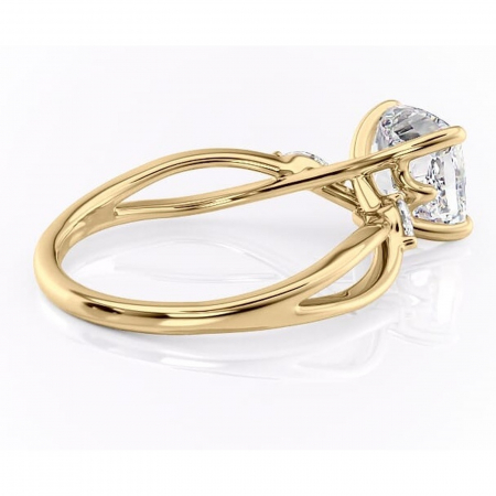 Inel de logodnă Mirabel din aur Galben 18kt cu moissanite tăietură pernă – Pietre laterale rafinată pentru profil mediu | Personalizează și configurează gratuit online [2]